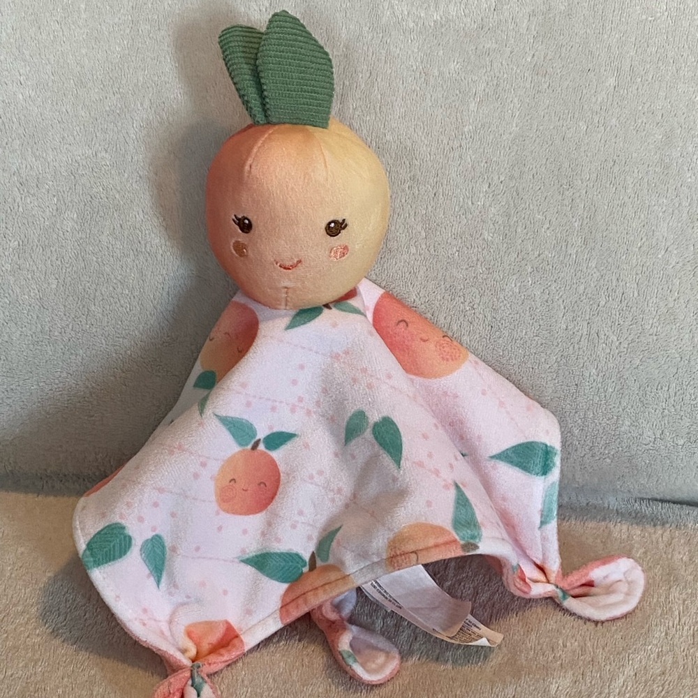 Mary Meyer Sweet Soothie Lovey  Baby Security Blanket Peach Fruit Lovie 10X10”